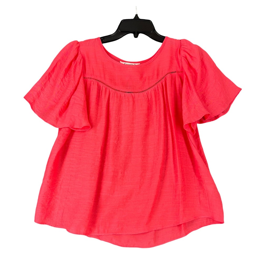 Nanette Lepore Blouse Womens S Flutter Sleeve Textured Relaxed‎ Boho Top